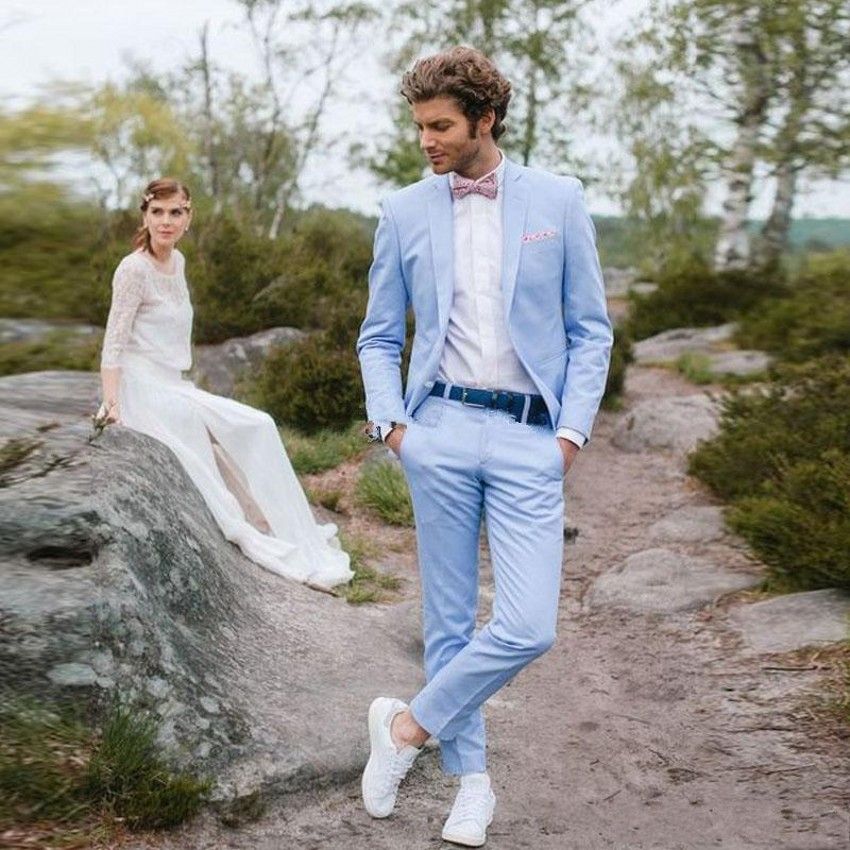 light blue pant and white shirt