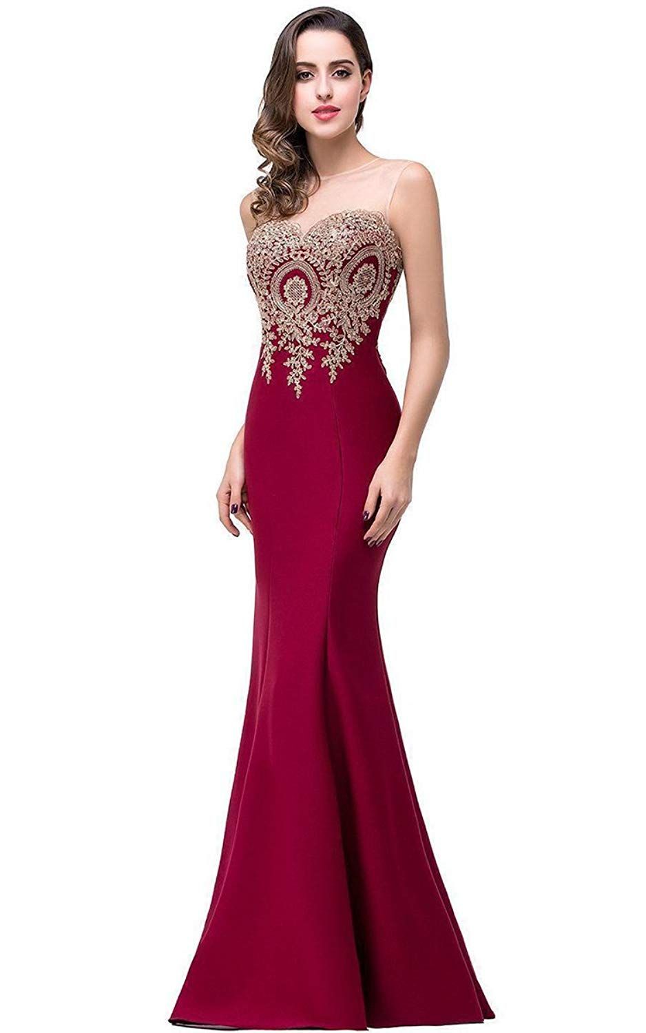 Compra Sirena Vestido De Noche Formal De La Mujer Apliques De Encaje Largo  Vestido De Fiesta Barato | Entrega Rápida Y Calidad | DHgate Spain \u0026 Mexico