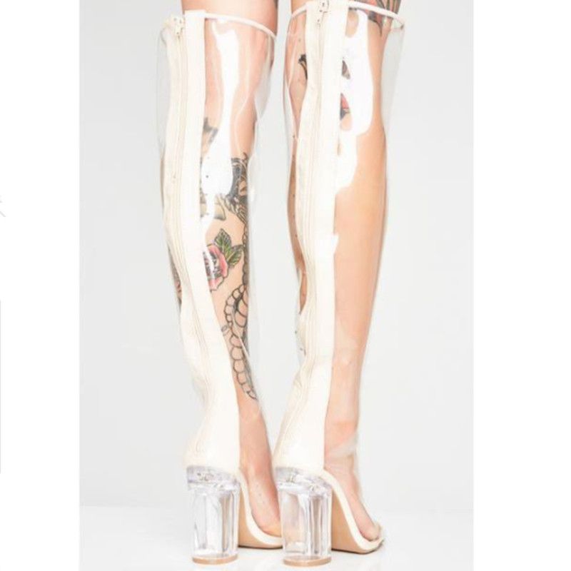 transparent thigh high boots