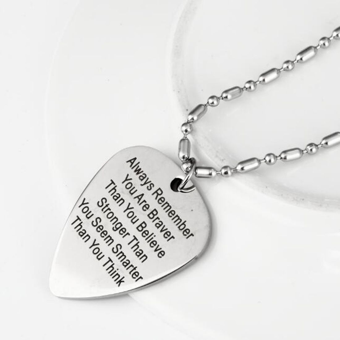Bees And Honey Stainless Steel Guitar Pick Necklace Pendant Keychain