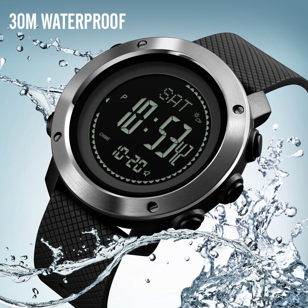 digital watch with compass thermometer altimeter