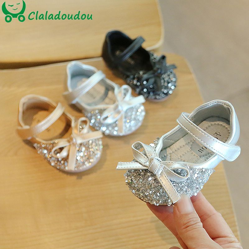 silver glitter baby shoes