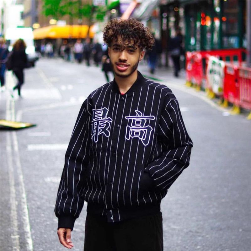 pinstripe varsity jacket