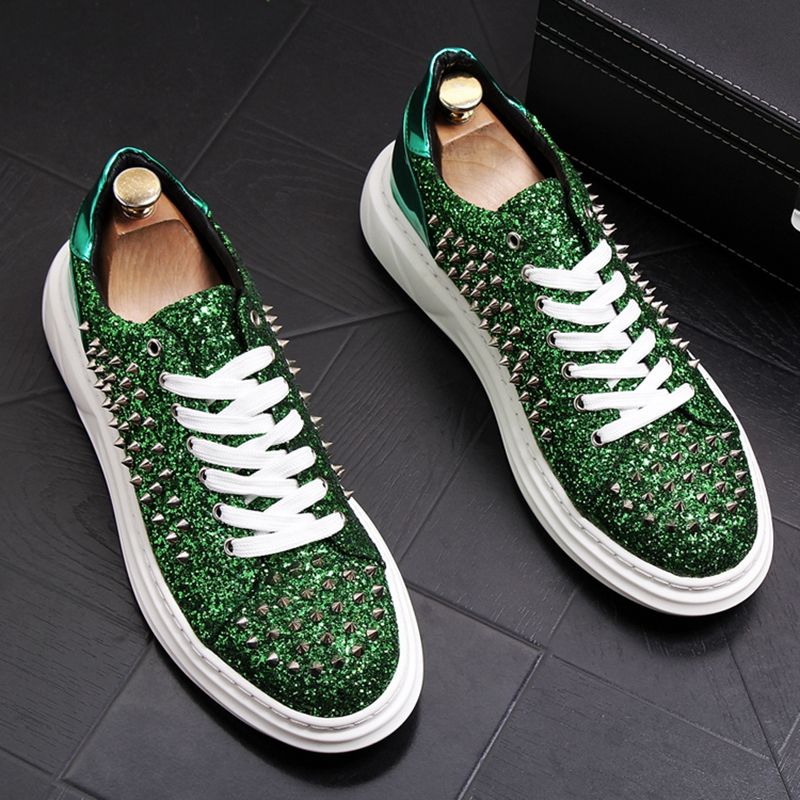 Stephoes New Men Fashion Casual Shoes Spring Autumn Rivets Glitter Punk Style Loafers Male Round Toe Night Club Trending Office Shoes Running Shoes From Uon Shoe 83 08 Dhgate Com