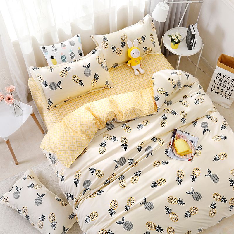 New Kawaii Style Yellow Jackfruit Pattern Bedding Set Bed Linings
