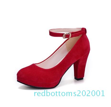 red thick heel shoes