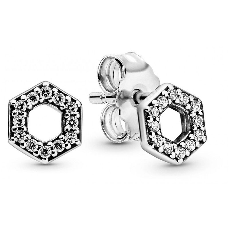 925 Sterling Silver hexagon stud earrings
