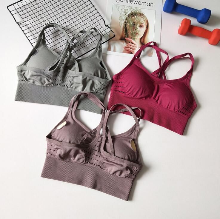 Donne Lady Senza Cuciture Push Up Reggiseno Sportivo Top Canotta Palestra Fitness Yoga Corsa Shaper