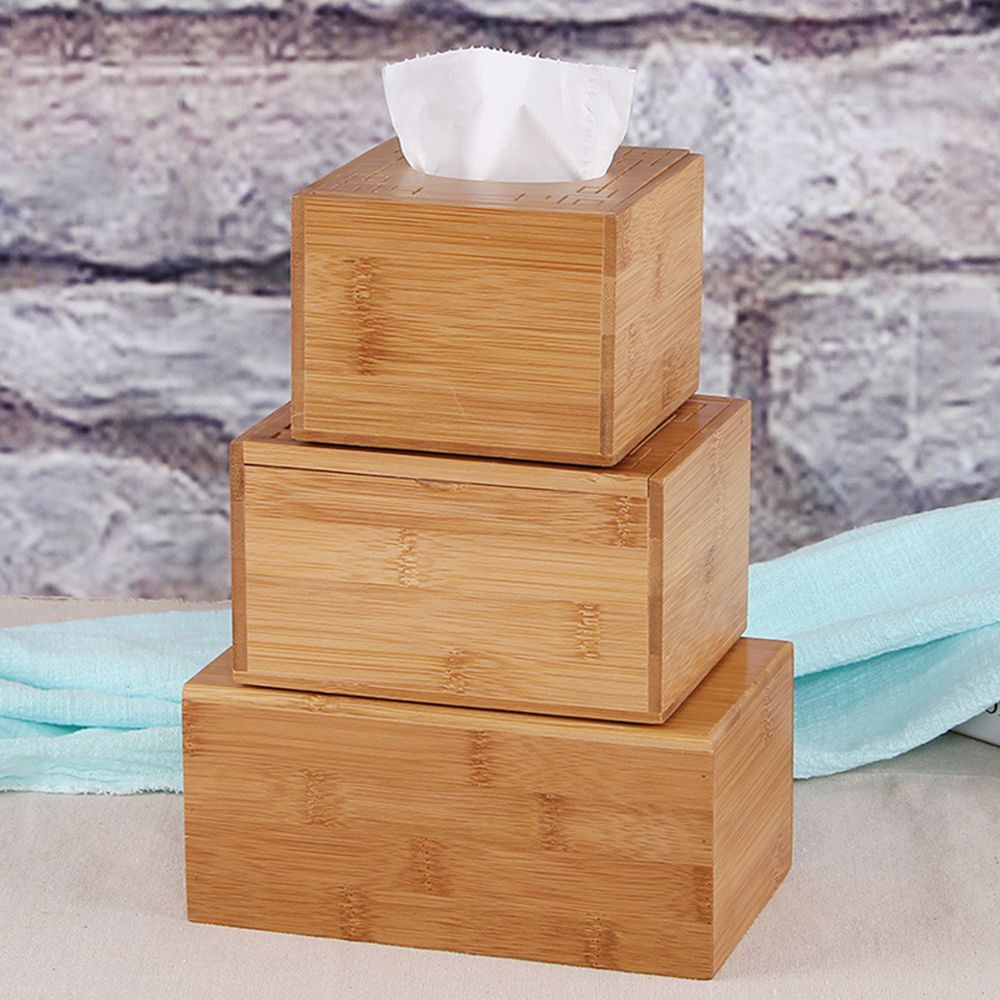 Wholesale Best Quality BRAND 3 Sizes Bamboo Tissue Box Holder Storage