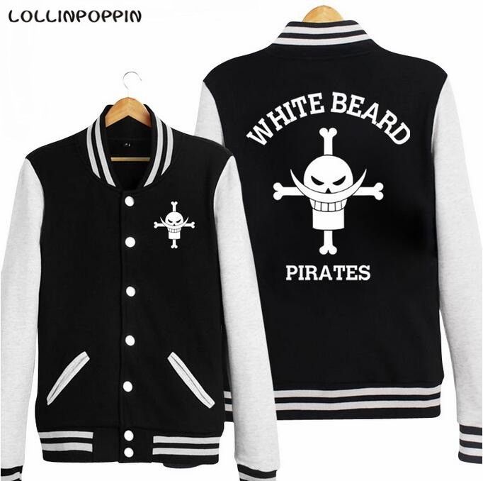 Men's Jackets Anime One Piece Whitebeard Pirates Baseball Jacket 2021  Edward Gate Printed College Varsity