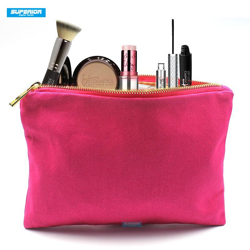2021 Solid Colors 100 Cotton Canvas Cosmetic Bag Blank Makeup Bag With
