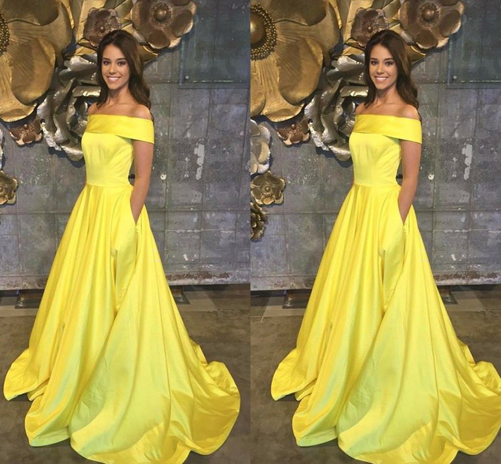 yellow prom dresses with pockets
