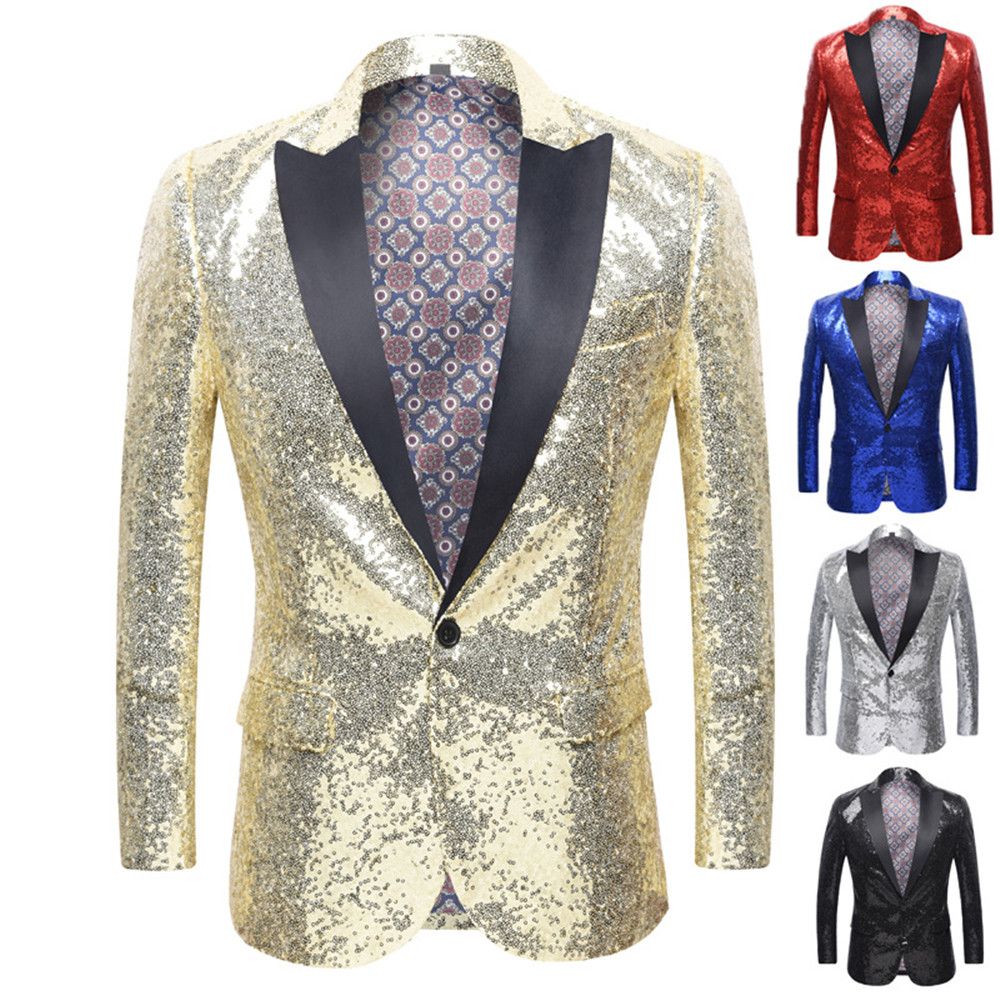 Newest Fashion Men Sequins Blazer Party Show Stylish Solid Suit Blazer ...