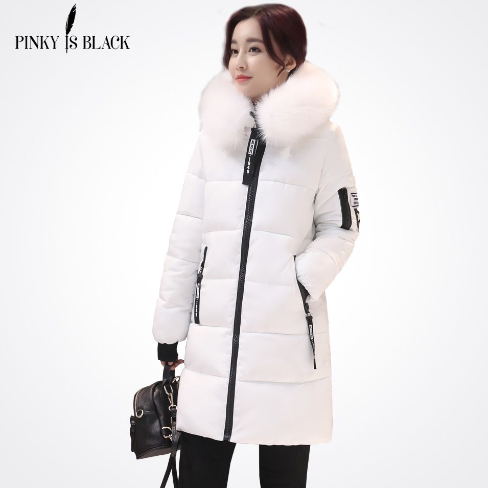 Parkas femeninas Pinky es un abrigo de invierno negro de mujer Mujer cálida mujer abrigo