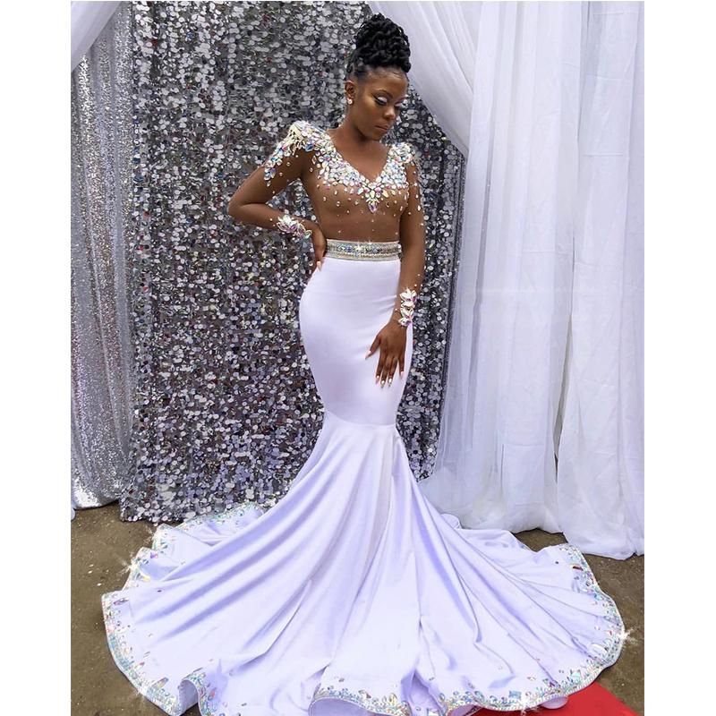 Transparent Tulle Long Sleeve Prom 