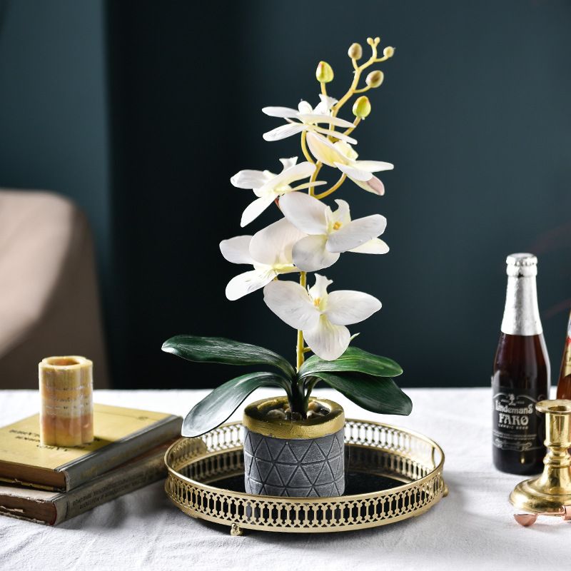 Artificial orquídeas Pequeñas falso Bonsai Orchidea floral Decoraciones  hogar planta de la sala Adornos