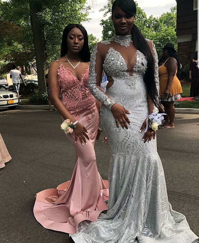 African Silver Prom Dresses Mermaid 