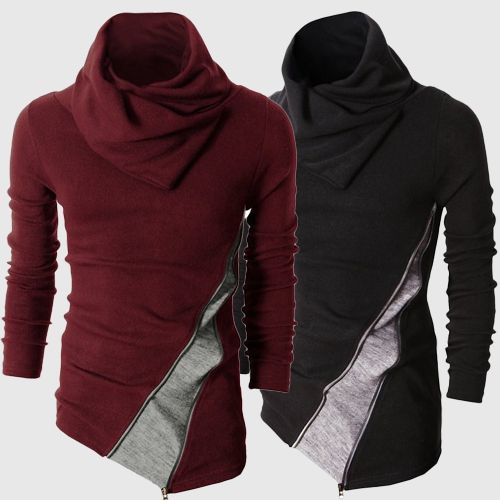 mens long neck sweater