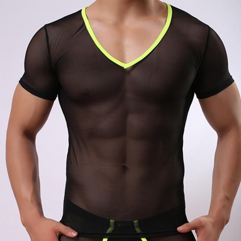 Men Sexy Lace Sheer Mesh Transparent 