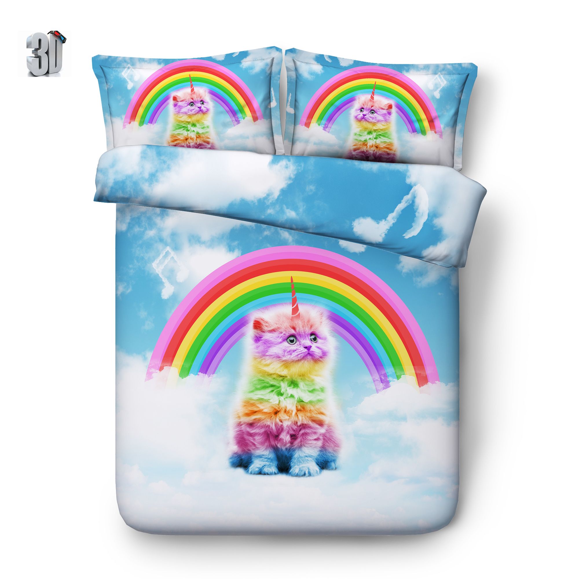 3d Bedding Cat Unicorn Print Bedding Twin Duvet Cover Sets For