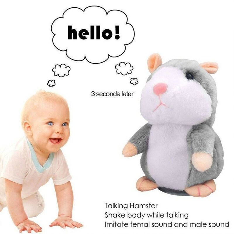 Cheeky Hamster Repeats What You Say Electronic Pet Talking Plush Toy Cute Blue