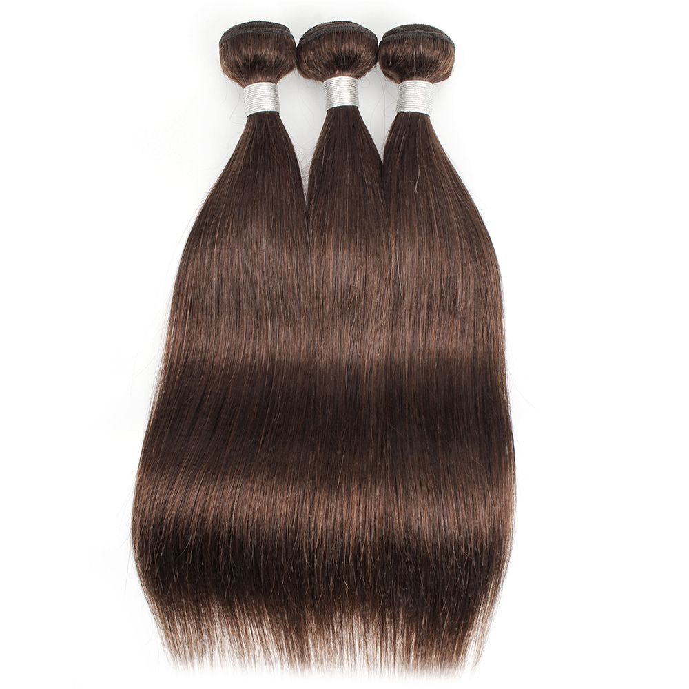 Kisshair Color 4 Dark Brown Brazilian Straight Hair 3 Bundles