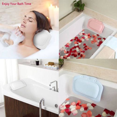 Soft Pvc Waterproof Non Slip Cushioned Spa Bathtub Pillow Sucker