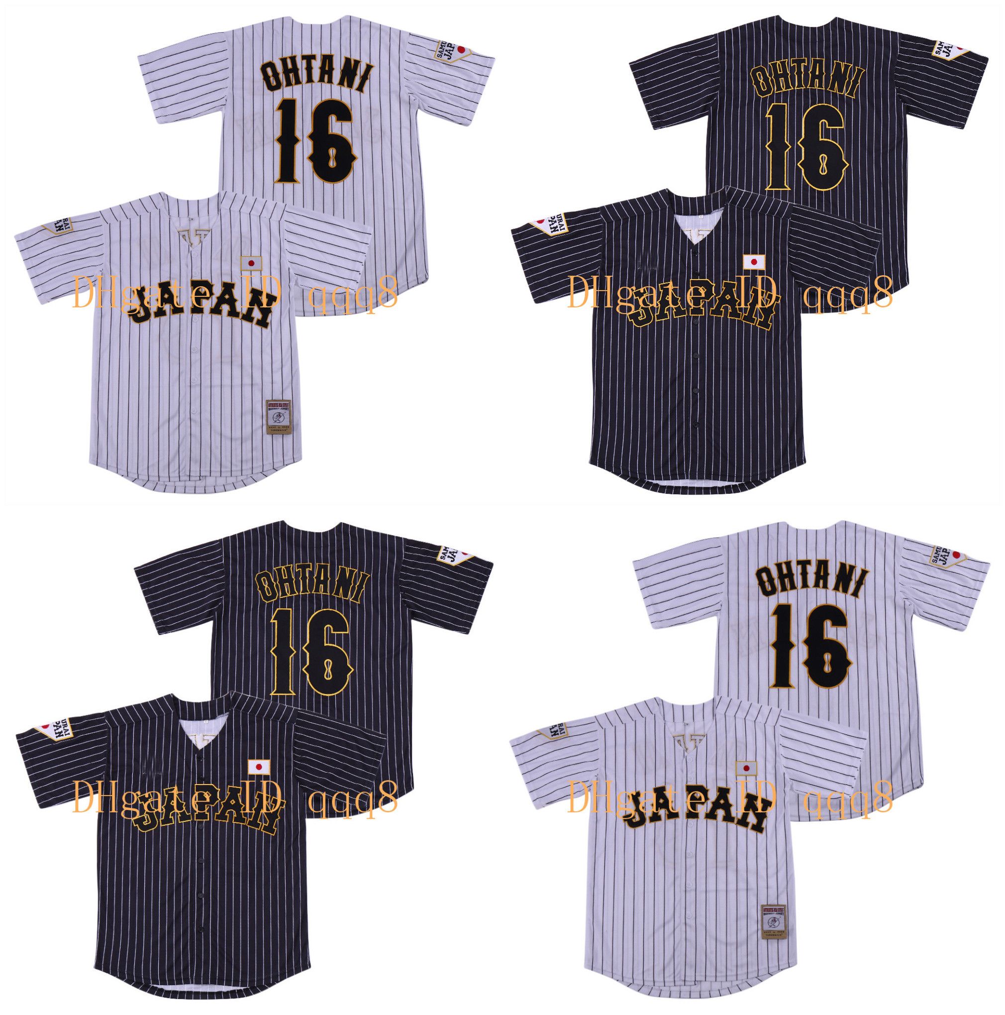 Throwback Ohtani #16 Team Japan Baseball Jersey Stitched Hip Hop Black