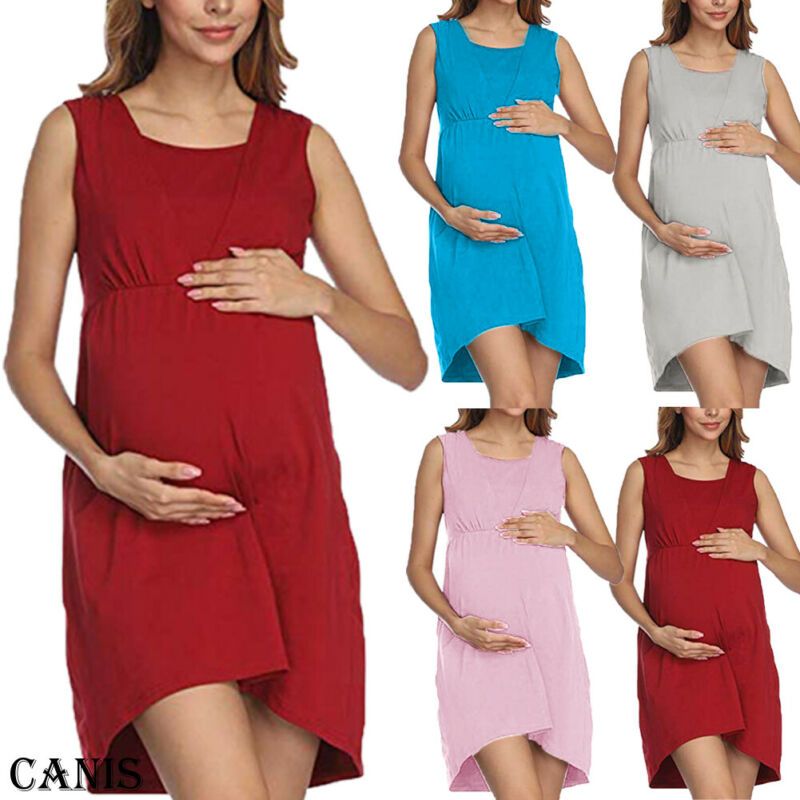 2020 Womens Maternity Maxi Dress Casual Nursing Breastfeeding