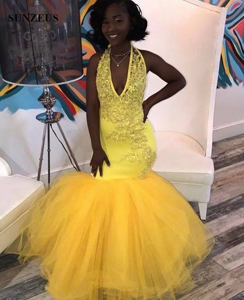 vestido de gala amarelo
