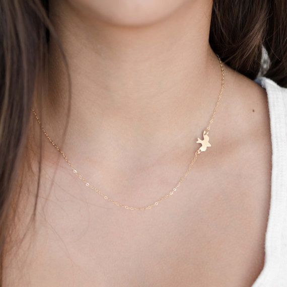 Gold Charmed Necklace Bird Pendant Necklace Easter Necklace Jewelry Gifts Statement Necklace Dove Charmed Necklace Ladies Necklace