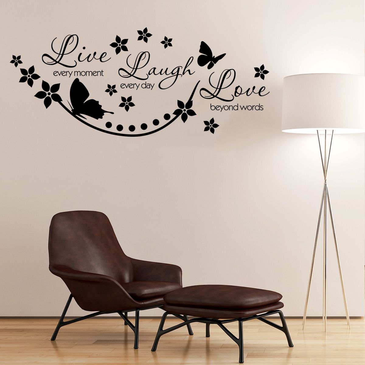 Acheter Pas Cher Vinyle Autocollant De Mur Amovible Citation Rire Livewall Damour Stickers Salon Decoration Murale Papier Mural Du 5 Fr Dhgate