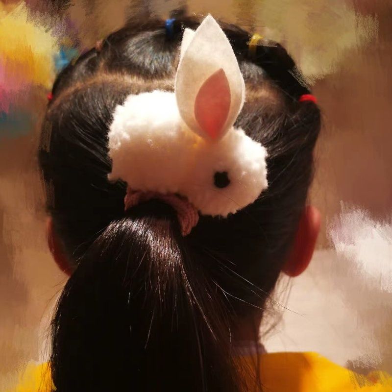 Kawaii Kids Girl Pompom Ball Rabbit Hair Rope Tie Ponytail Holder Hair Clip usyn 