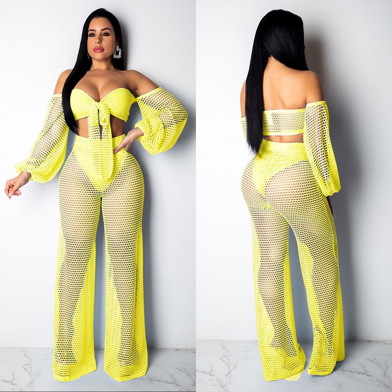 strapless lantern sleeve wide leg jumpsuit