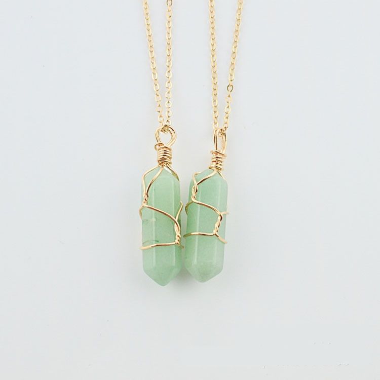 Green Aventurine (with Gold Wire Chain)