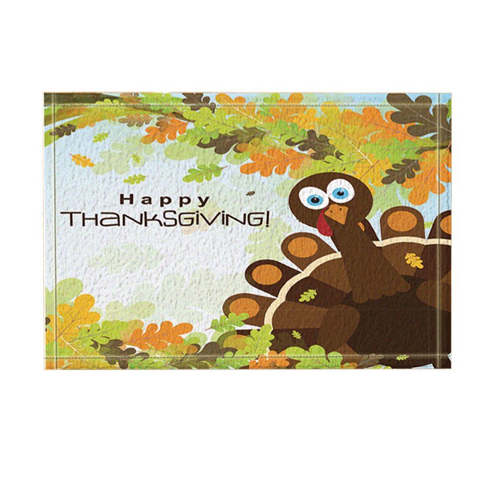 Happy Thanksgiving Turkey Decor Bath Rugs Non Slip Doormat Floor