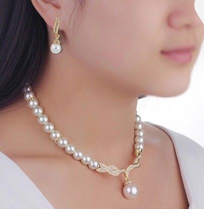 2019 Cheap Price Pearl Bridal Jewelry Sets Cream Faux Rhinestone