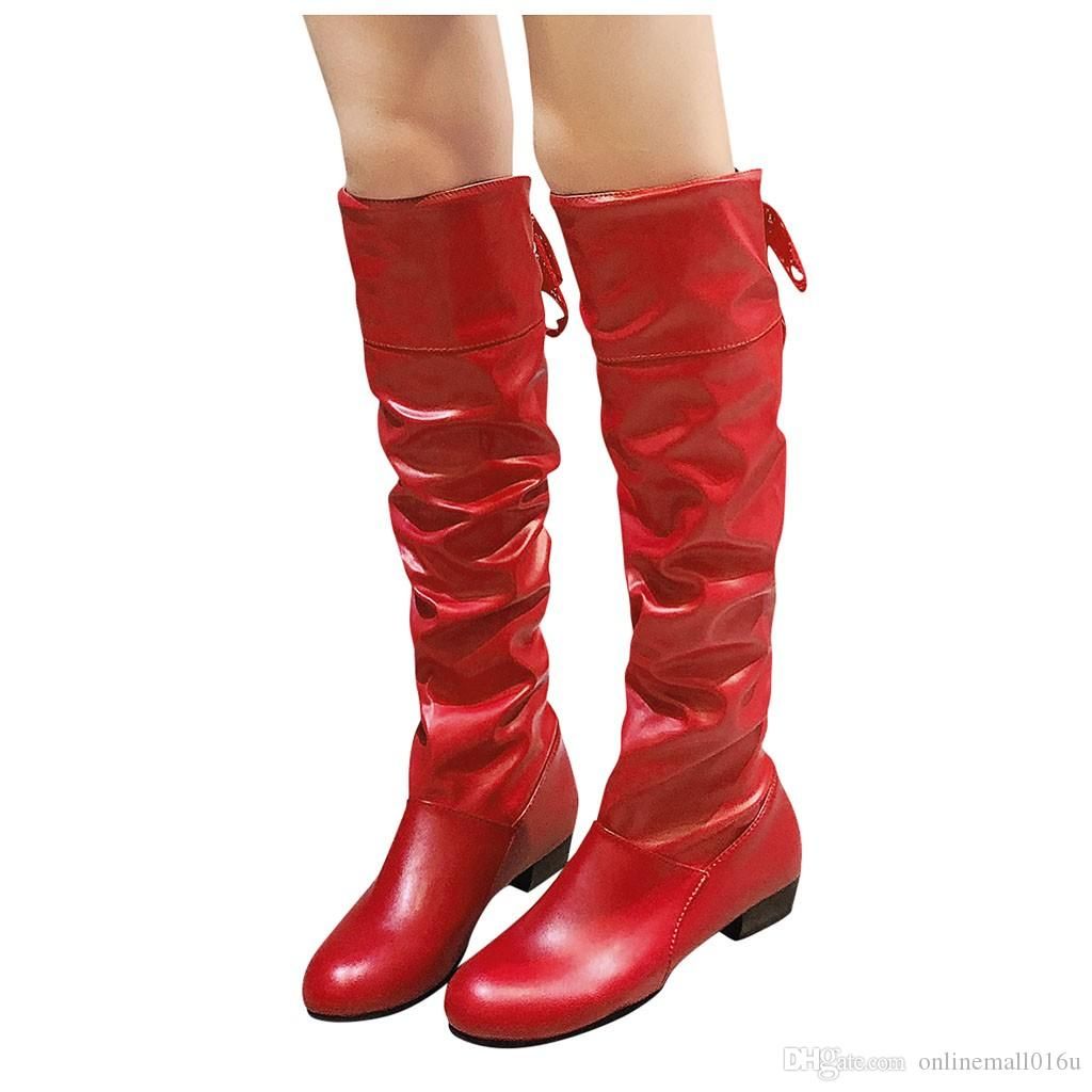 red long boots