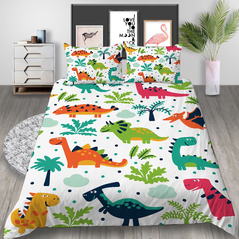 Dinosaur Series Queen Size Bedding Set For Children Cute 3d Duvet