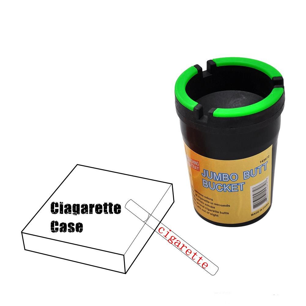2 Glow Top Butt Bucket Car Cigarette Ashtray Odor Remover Glow in The Dark Cups, Black