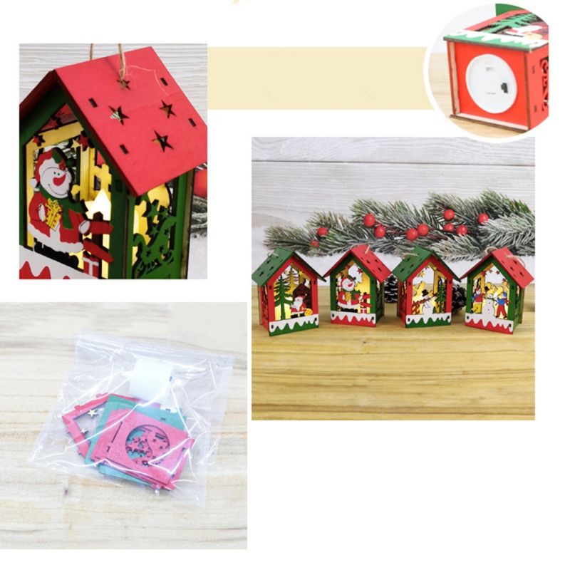 Compre Navidad Puzzle Diy Pequena Casa De Madera Pintada Que