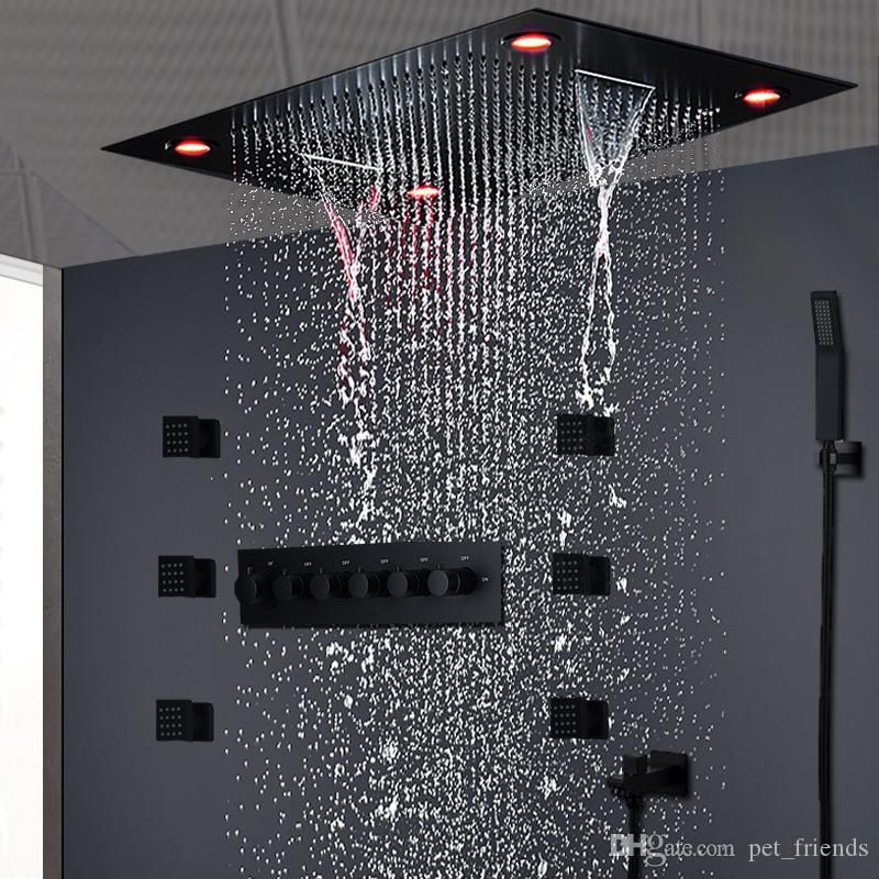 2020 Modern Matt Black Shower Set Concealed Ceiling ...