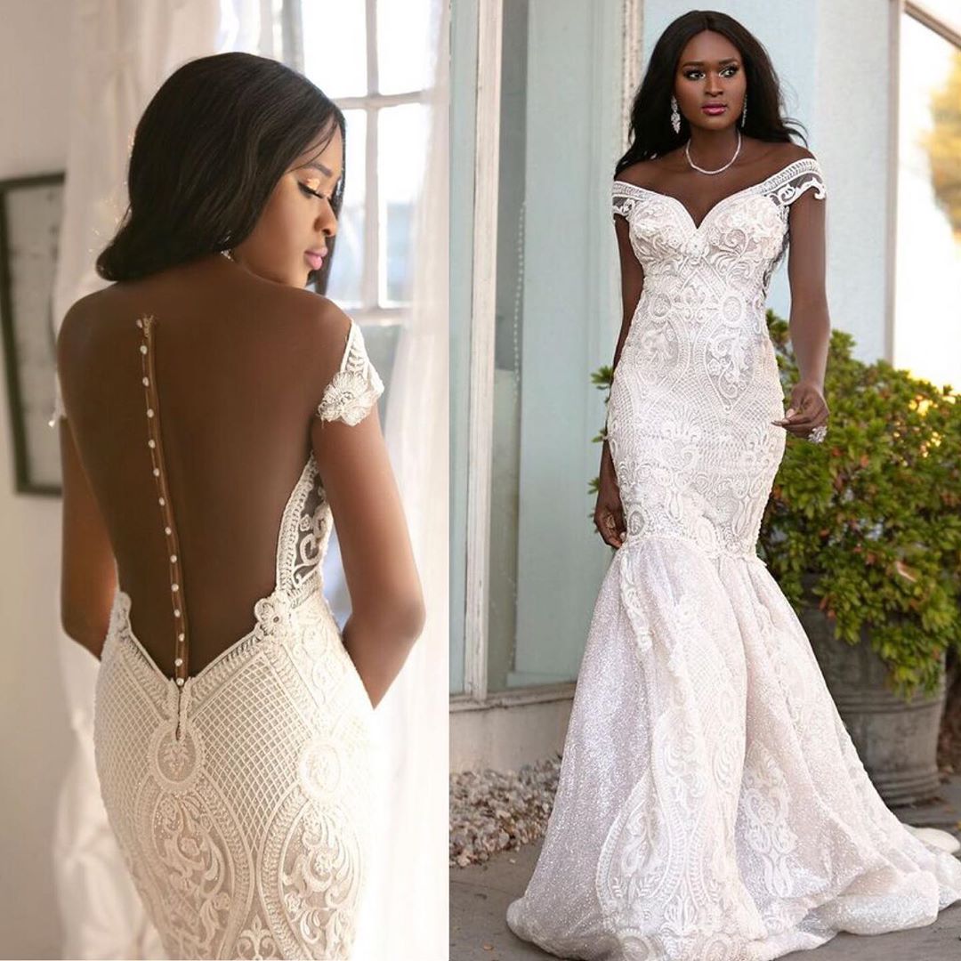 Amazing Lace Mermaid Wedding Dresses Off The Shoulder Neck ...