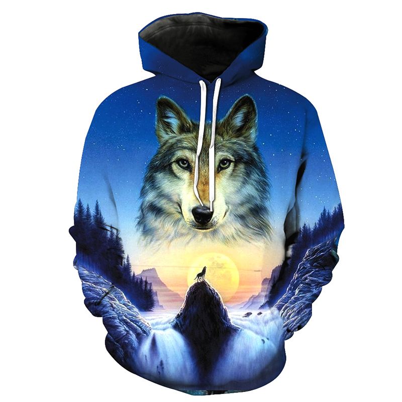 Man 3D Print Animal Wolf Men Hoody Sweatshirt Hip Hop Unisex Hoodies Pullover