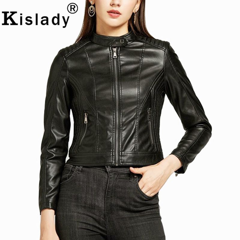 ladies short black leather jacket