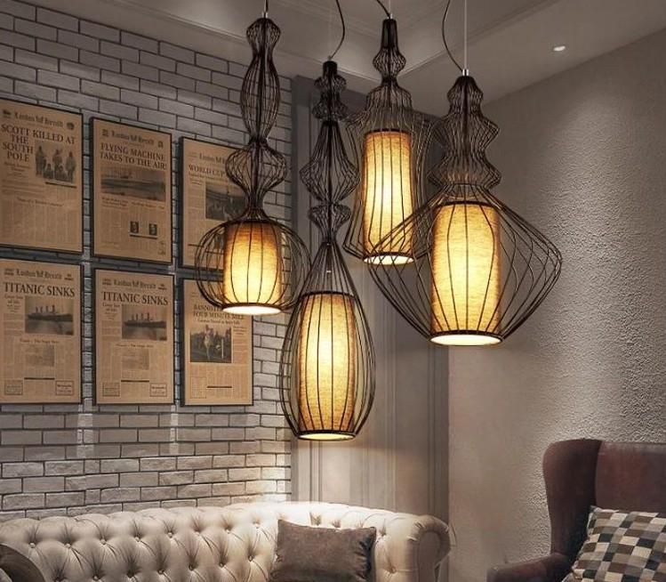 compre led pendiente moderna lamparas grandes nobles colgando colgante luces fixture blanco negro jaula de pajaros restaurante cafes bar de interior