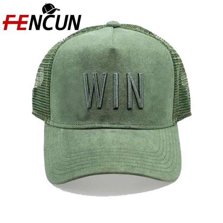 Panel Embroidery Suede Trucker Cap 