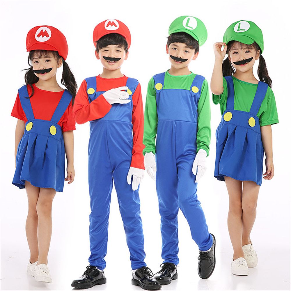 subasta Contratación En necesidad de Disfraces de Halloween Divertido Super Mario Luigi Hermano Disfraz Niños  Niños Niños Niñas Fantasia Cosplay Mono