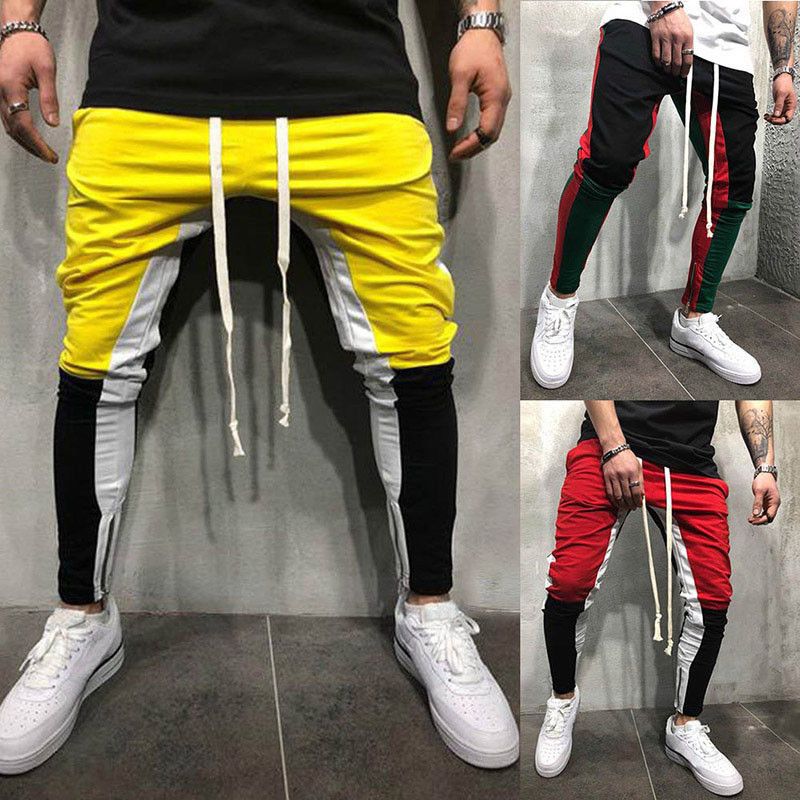 Men Skinny Jogging Bottom Jogger Tracksuit Slim Fit Pant Gym Sweats Long Pants