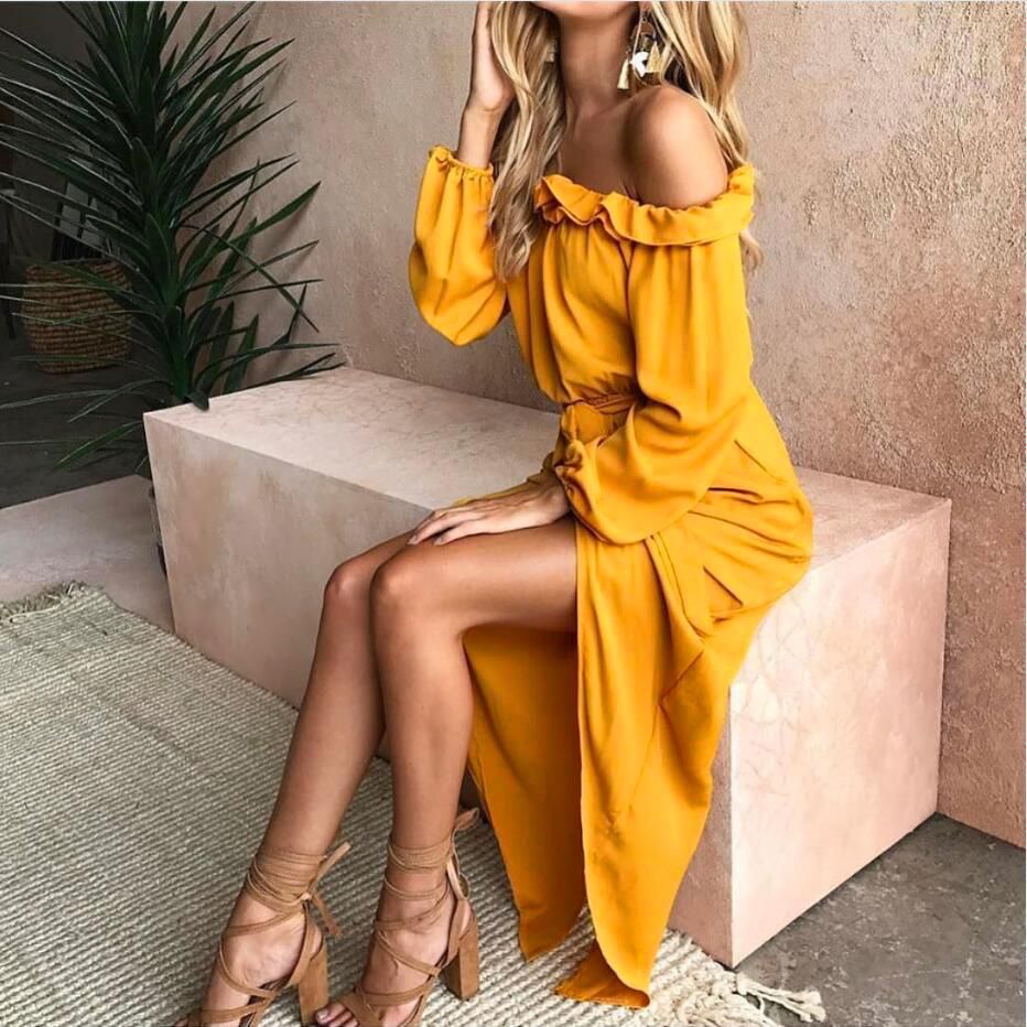 yellow summer maxi dress